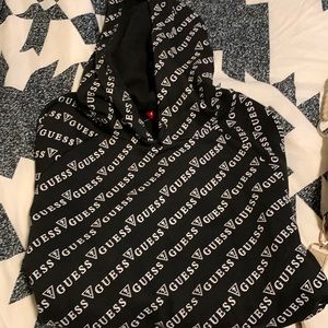 Cute guess ladies long sleeve crop top hooded sweater